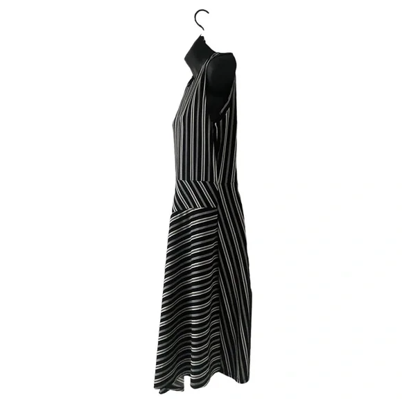 Banana Republic Factory Black and White Striped Asymmetrical Hem Dress - Picture 5 of 12